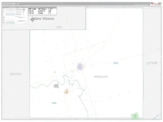 Winkler County, TX Classic style ZIP Code wall map
