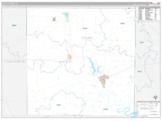 Young County, TX Classic style ZIP Code wall map