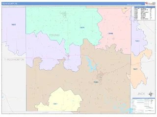 Young County, TX ColorCast style ZIP Code wall map