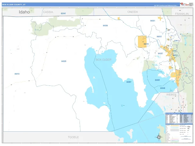 Box Elder County, UT ZIP Code Wall Map, Business Reference style
