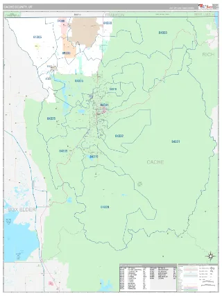 Cache County, UT Classic style ZIP Code wall map