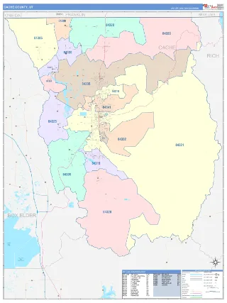 Cache County, UT ColorCast style ZIP Code wall map