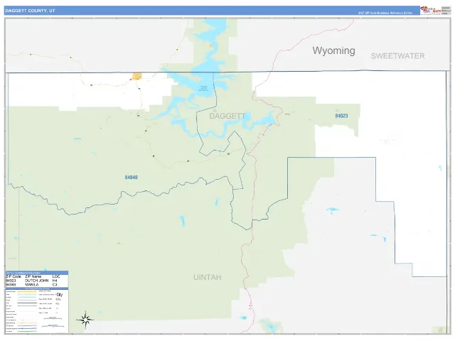 Daggett County, UT ZIP Code Wall Map, Business Reference style