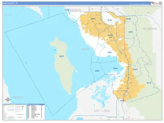 Davis County, UT Business Reference style ZIP Code wall map