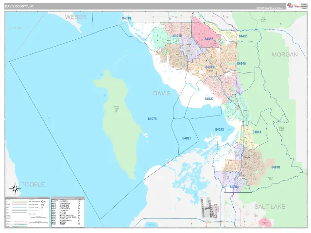 Davis County, UT ZIP Code Wall Map, Classic style