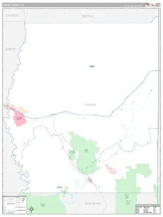 Grand County, UT Classic style ZIP Code wall map