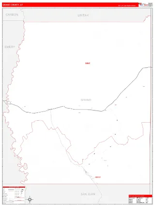 Grand County, UT RedLine style ZIP Code wall map