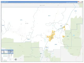 Iron County, UT Business Reference style ZIP Code wall map