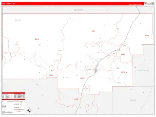 Iron County, UT RedLine style ZIP Code wall map