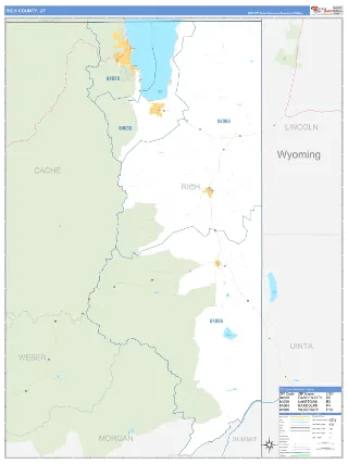 Rich County, UT Business Reference style ZIP Code wall map