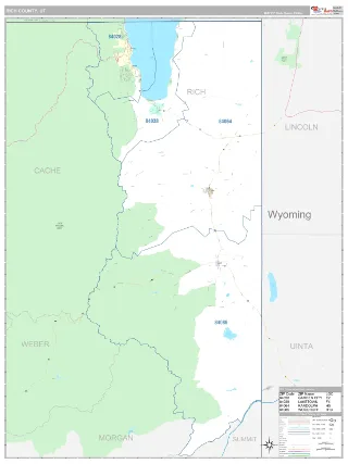 Rich County, UT Classic style ZIP Code wall map