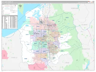 Salt Lake County, UT Classic style ZIP Code wall map