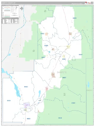 Sanpete County, UT Classic style ZIP Code wall map