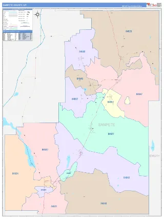 Sanpete County, UT ColorCast style ZIP Code wall map