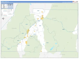Sevier County, UT Business Reference style ZIP Code wall map