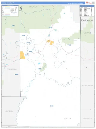 Uintah County, UT Business Reference style ZIP Code wall map