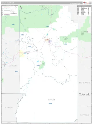 Uintah County, UT Classic style ZIP Code wall map