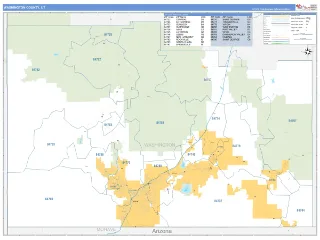 Washington County, UT Business Reference style ZIP Code wall map