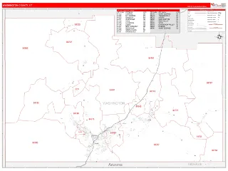 Washington County, UT RedLine style ZIP Code wall map