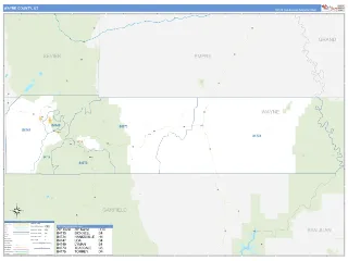 Wayne County, UT Business Reference style ZIP Code wall map