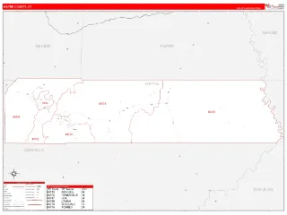 Wayne County, UT RedLine style ZIP Code wall map