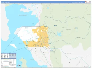 Weber County, UT Business Reference style ZIP Code wall map