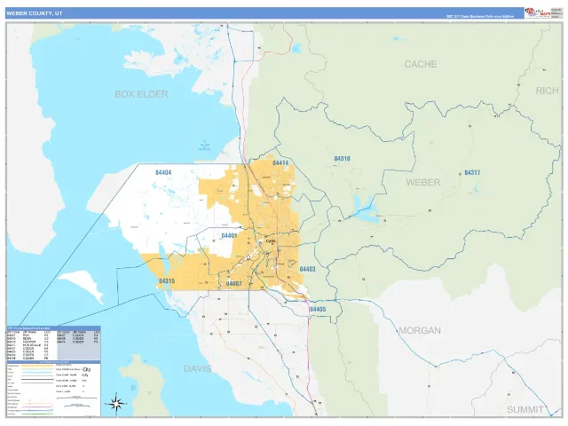Weber County, UT ZIP Code Wall Map, Business Reference style