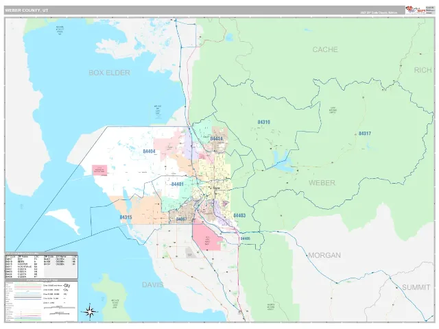 Weber County, UT ZIP Code Wall Map, Classic style
