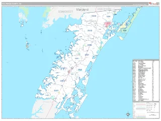 Accomack County, VA Classic style ZIP Code wall map