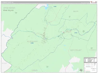 Alleghany County, VA Classic style ZIP Code wall map