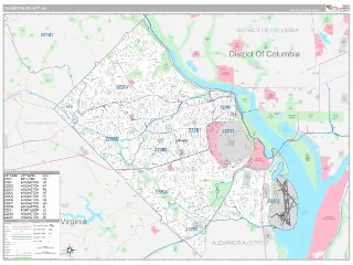 Arlington County, VA Classic style ZIP Code wall map