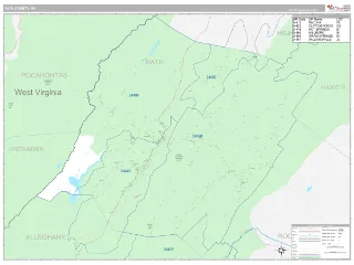 Bath County, VA Classic style ZIP Code wall map