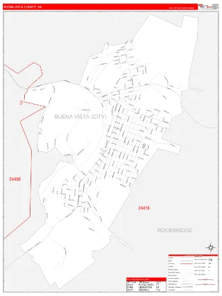 Buena Vista County, VA RedLine style ZIP Code wall map