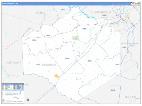 Dinwiddie County, VA map