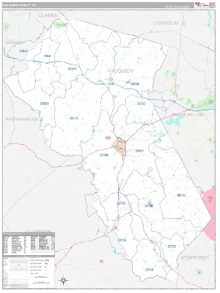 Fauquier County, VA Classic style ZIP Code wall map