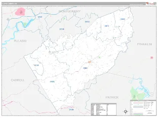 Floyd County, VA Classic style ZIP Code wall map
