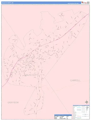 Galax County, VA ColorCast style ZIP Code wall map