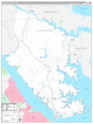 Gloucester County, VA Classic style ZIP Code wall map