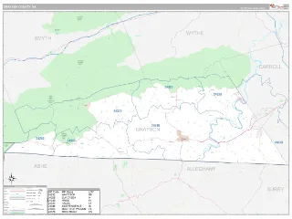 Grayson County, VA Classic style ZIP Code wall map