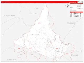 Greene County, VA RedLine style ZIP Code wall map