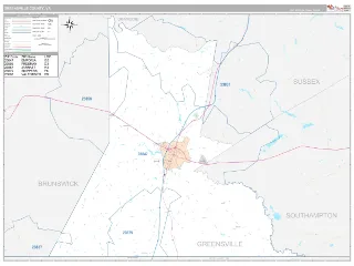 Greensville County, VA Classic style ZIP Code wall map