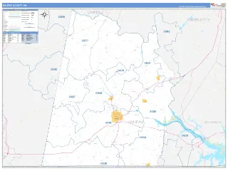 Halifax County, VA Business Reference style ZIP Code wall map