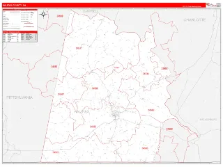 Halifax County, VA RedLine style ZIP Code wall map
