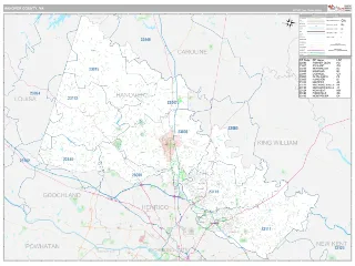 Hanover County, VA Classic style ZIP Code wall map