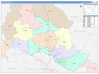 Hanover County, VA ColorCast style ZIP Code wall map