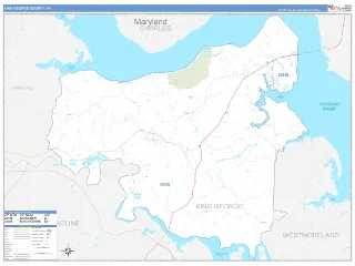 King George County, VA Business Reference style ZIP Code wall map