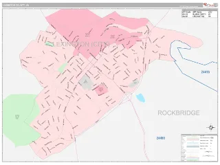 Lexington County, VA Classic style ZIP Code wall map