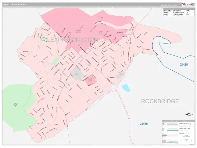 Lexington County, VA ZIP Code Wall Map, Classic style