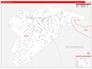 Lexington County, VA RedLine style ZIP Code wall map
