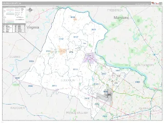 Loudoun County, VA Classic style ZIP Code wall map
